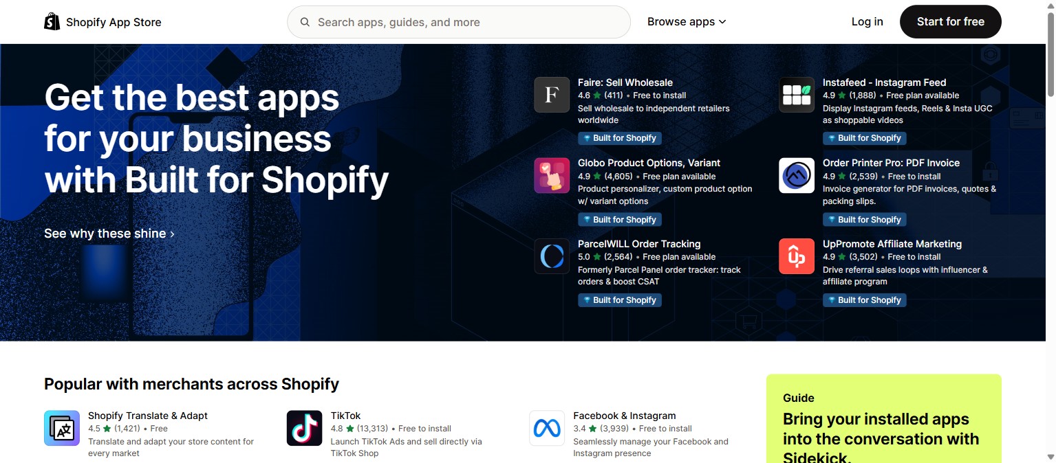 The Shopify App Store at apps.shopify.com