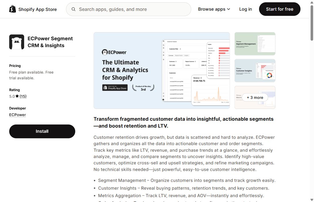 ECPower, CRM Shopify de segmentation client
