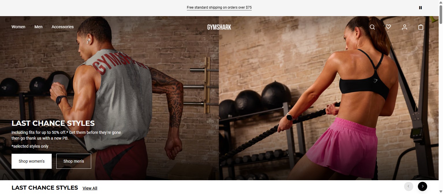 Boutique de vêtements Gymshark sur Shopify