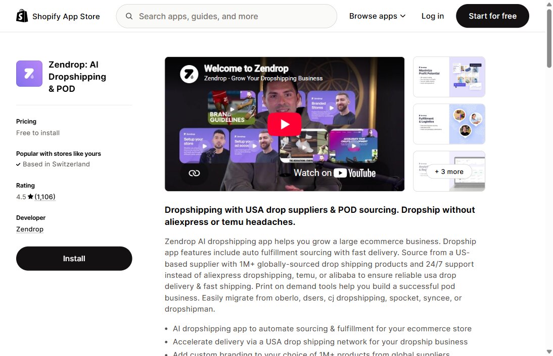 Zendrop, dropshipping and print on demand with USA suppliers