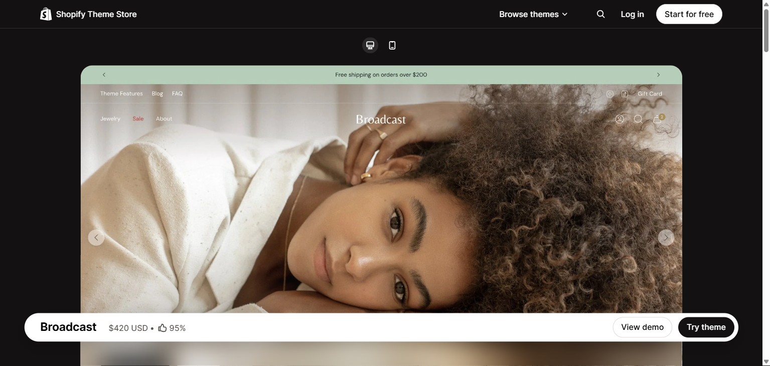 Broadcast Shopify theme for apparel