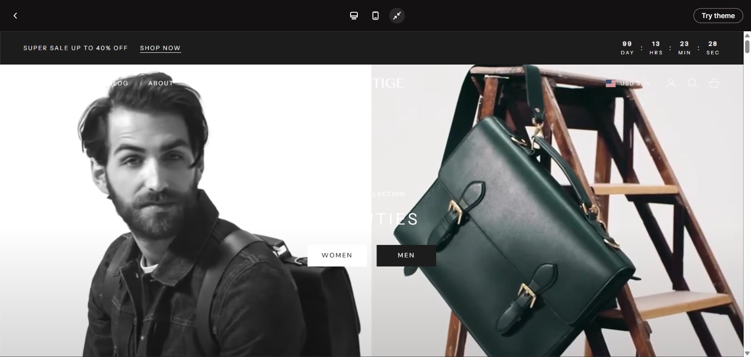 Prestige Shopify theme for apparel