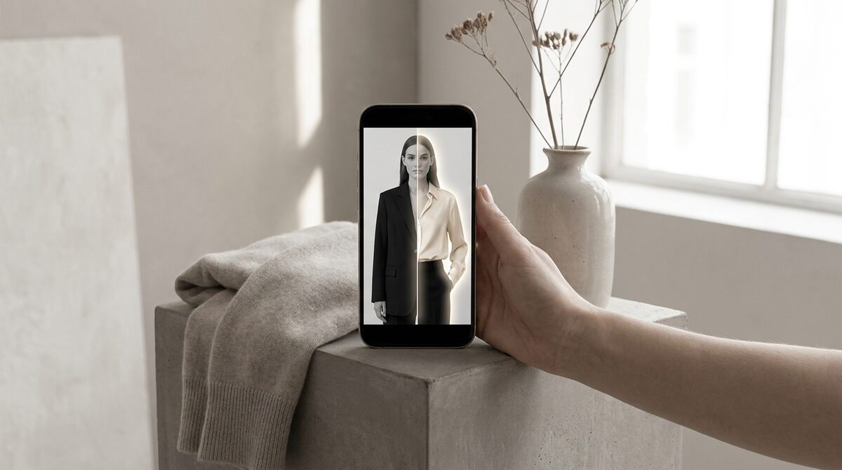 AI clothes swap preview showing a garment placed on a shopper photo