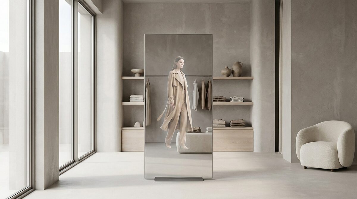 store fitting room tech — garment rendered on a shopper’s own photo