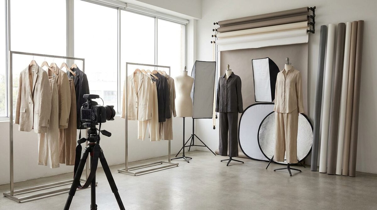 AI product photography turning a flat garment photo into a studio-quality image