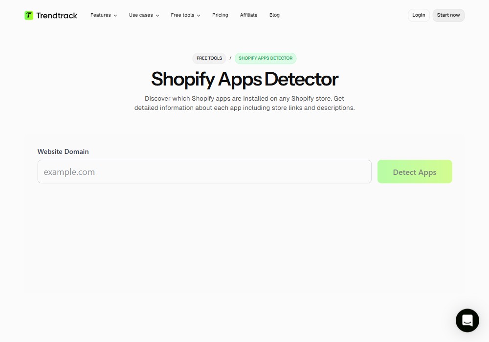 TrendTrack Shopify apps detector free tool