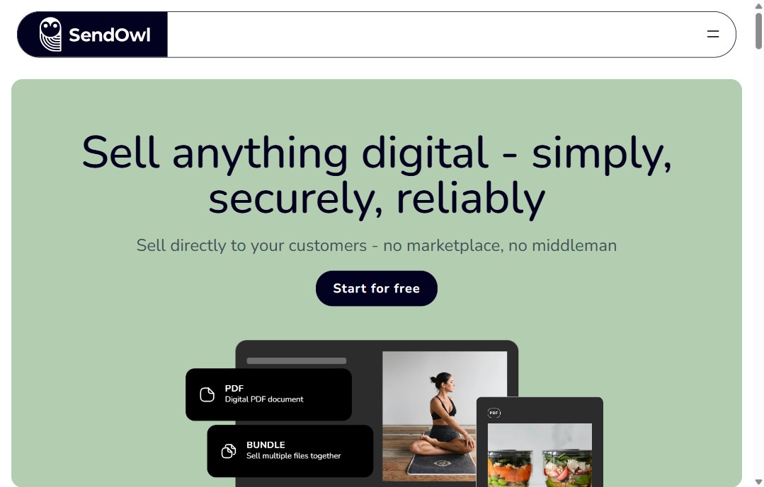 SendOwl Startseite Verkauf digitaler Produkte
