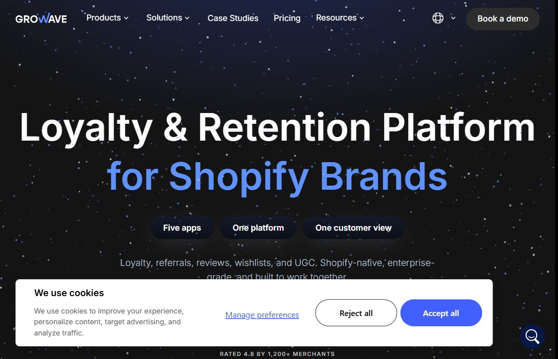 Growave Shopify loyalty reviews and wishlist all-in-one app website