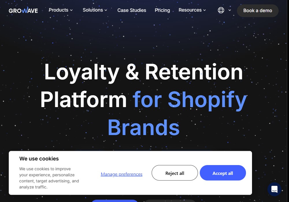 Website der Shopify Loyalty- und Wunschlisten-App Growave